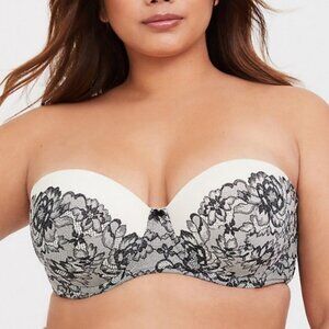 Torrid Lace Print Microfiber Push-Up Strapless Bra Size 46DDD Multiway Underwire